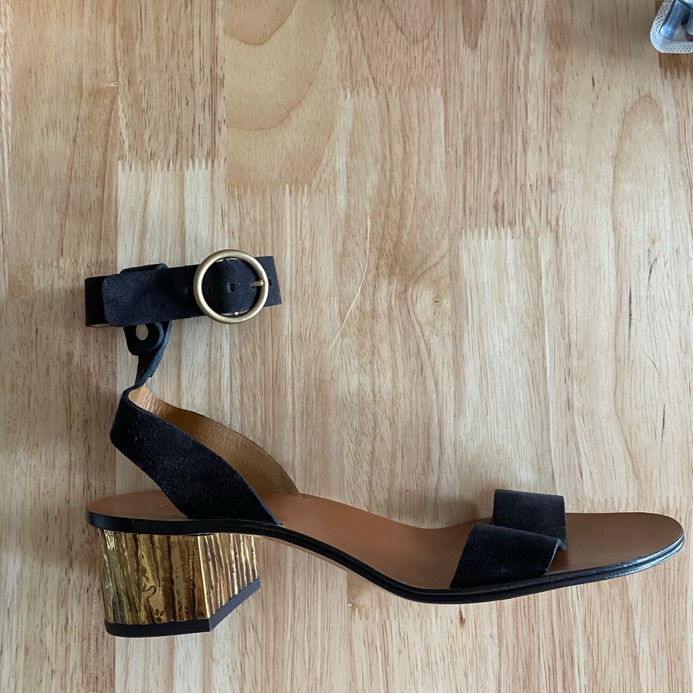 Never worn Chloe Black and Gold Block Heel Sandals
